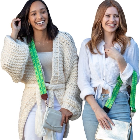 Earth Junky Green & Yellow Crossbody Versatile Replacement Handbag Strap Guitar - Picture 3 of 4